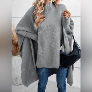 Shein Mock Neck Dolman Sleeve Oversized Sweater